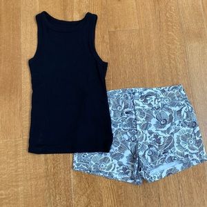 Black and white outfit- small tank size 4 shorts